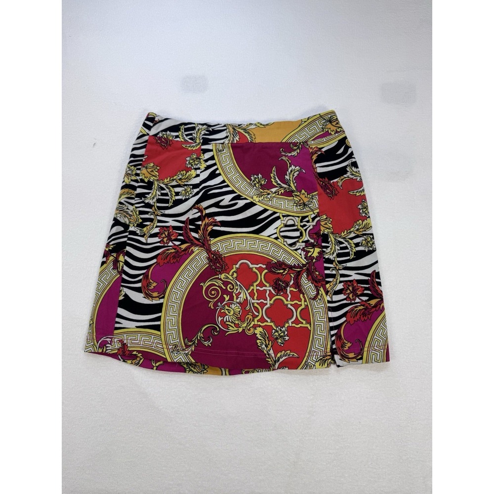 Like An Angel Women’s XL Mini Skirt Baroque Zebra Print Stretch Pull On